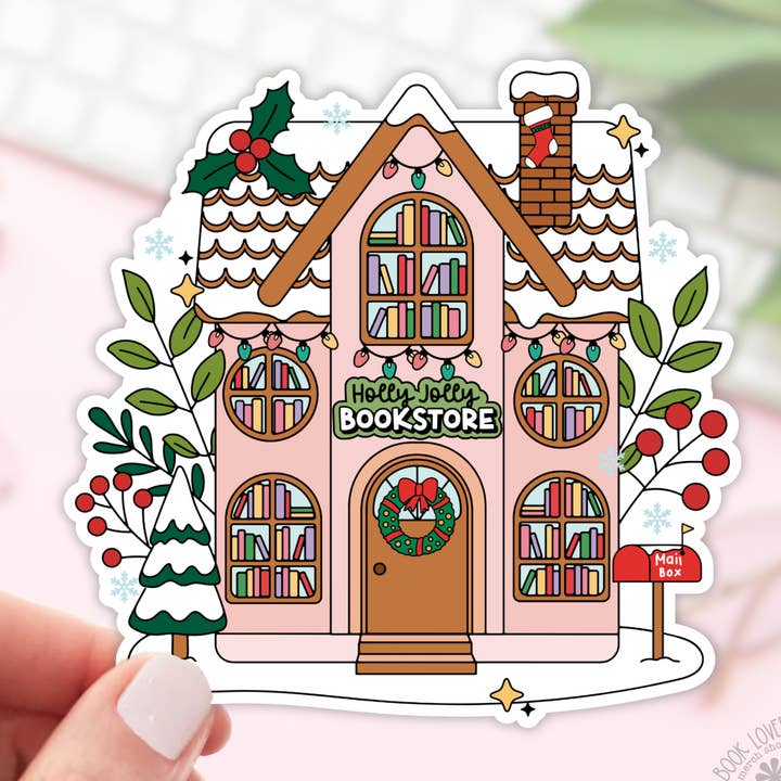 Holly Jolly Bookstore Stickers / Christmas Bookish Stickers for wholesale by Book Lover Merch Shop