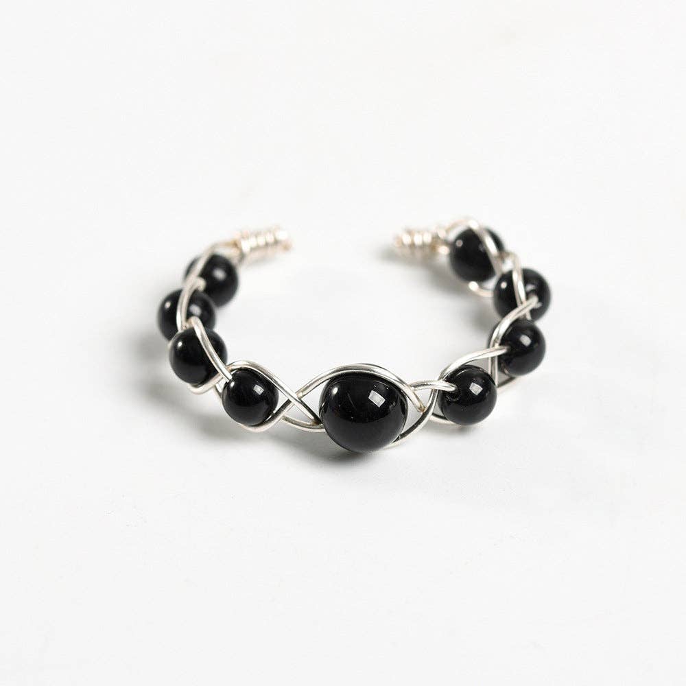 Mio Queena - Wholesale Cocktail/Statement Ring - Copper Wire Hand-woven Natural Stone Adjustable Ring12