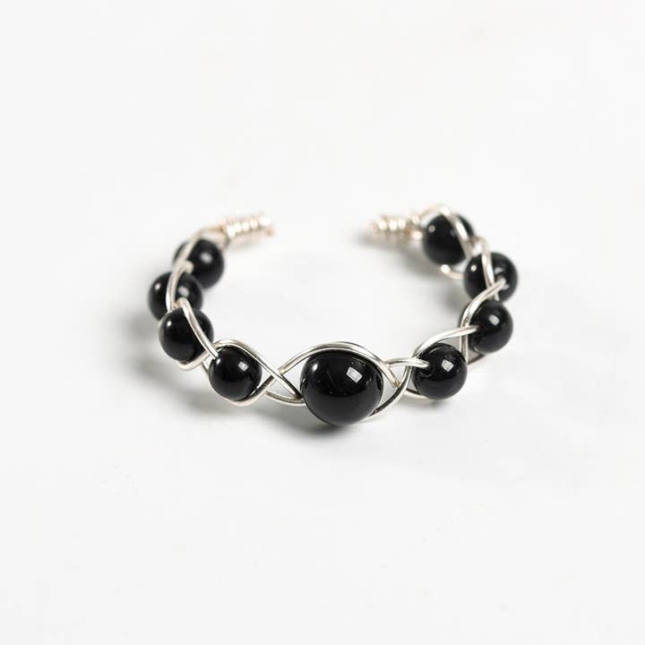 Mio Queena - Wholesale Cocktail/Statement Ring - Copper Wire Hand-woven Natural Stone Adjustable Ring12