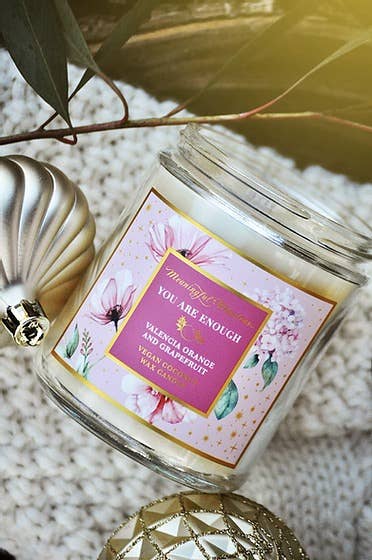 Meaningful Mantras – Vela em jarro/copo por atacado – 8oz Você é o suficiente vela de laranja/toranja de Valência3