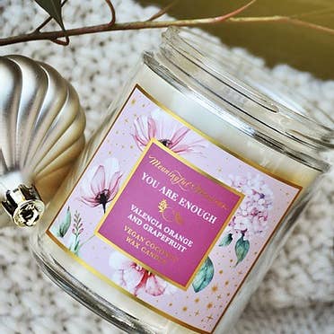 Meaningful Mantras - Wholesale Jar/filled candle - 8oz You Are Enough Valencia Orange/Grapefruit Candle3
