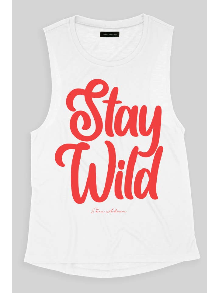 Eden Ashram – wholesale Tank top – Women′s – Stay Wild Super Soft Muscle Tank2