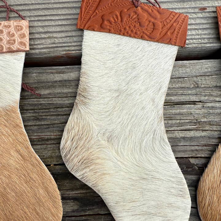 Wild Mountain Soul Designs - Wholesale Holiday Stocking - Hair-on cowhide stocking ornament4