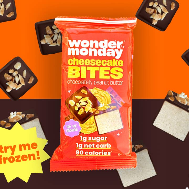 Peanut Butter Chocolate Cheesecake Bites for wholesale by Wonder Monday