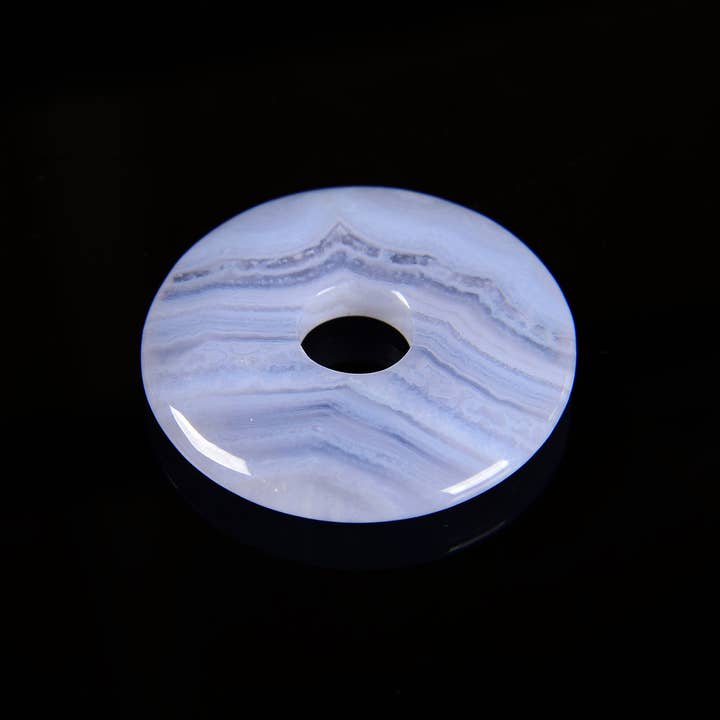 AAA Natural Blue Lace Agate Donut Circle Pendant Size 28-30mm Sold by Piece for wholesale by CRCBEADS