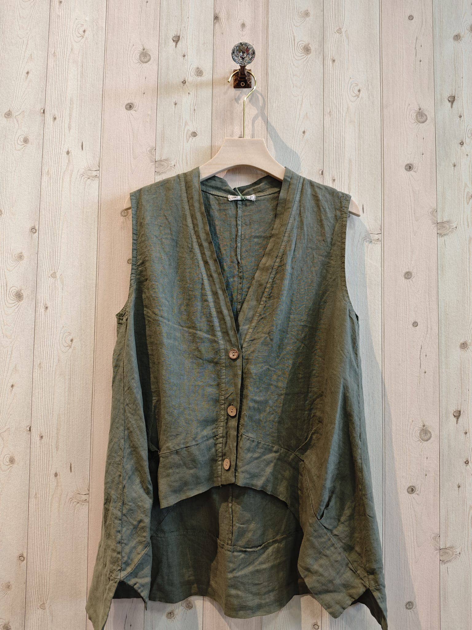 Linen & More - Wholesale Blouse - Dames - REF 83679 Mouwloze blouse 100% linnen12