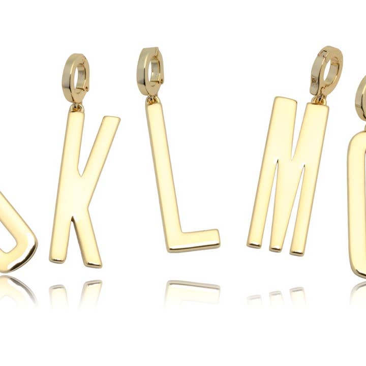 gold chunky block letter charm for wholesale by Cool and Interesting
