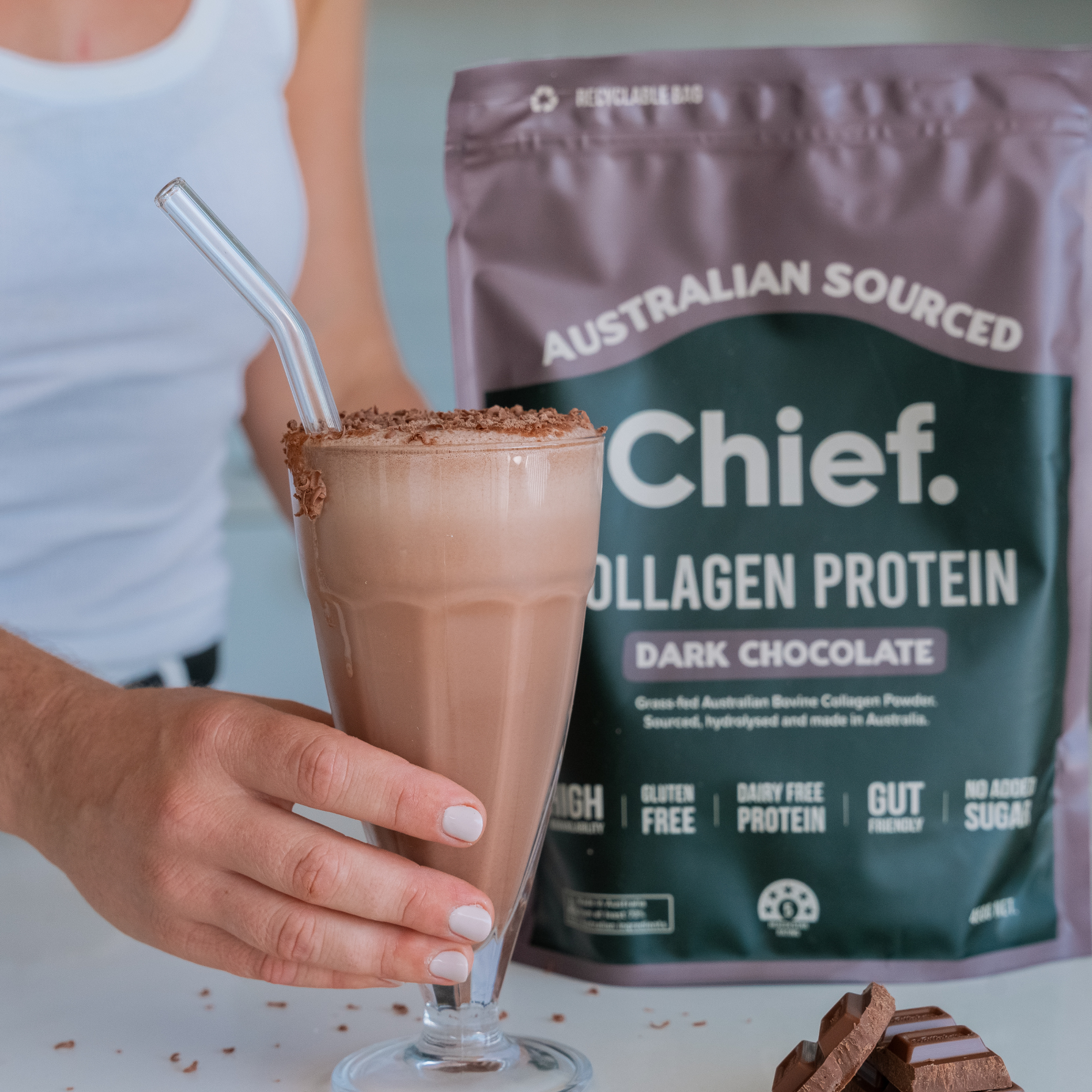 Chief Nutrition - Wholesale Protein/superfood powder - Grass-fed Collagen Protein Powder - Dark Chocolate1