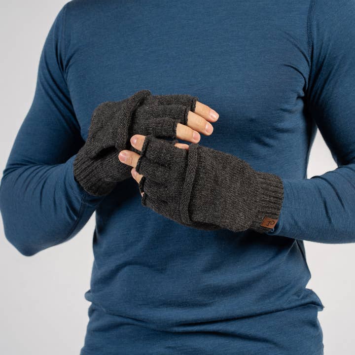 menique - Vendita all'ingrosso Guanti - Uomo - Guanti convertibili da uomo lavorati a maglia Merino1