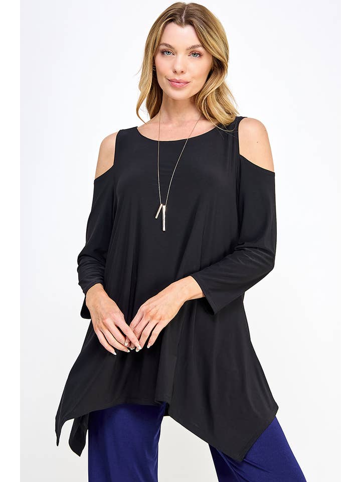 Jostar - Vente Tunique – femme - haut à épaules dénudées effet morsure de requin-3093HT-QRS114