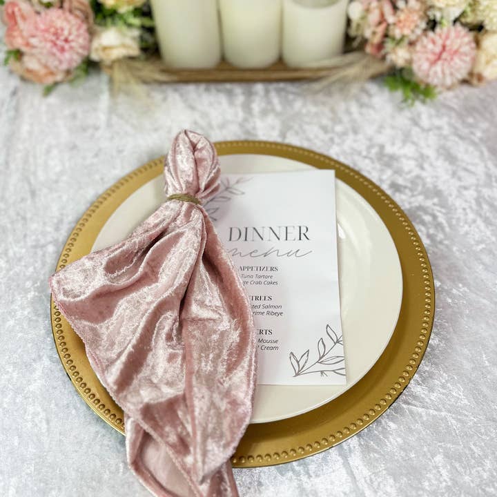 YOUR CHAIR COVERS - Wholesale Dinner & Cloth Napkin - 20 Inch Crushed Velvet Cloth Napkins Blush (Pack of 10)1