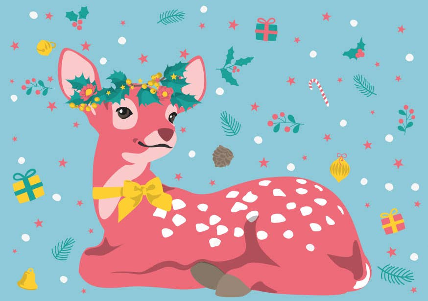 nobis design – Engroshandel Postkort – Postkort - Lysende - Christmas Bambi0