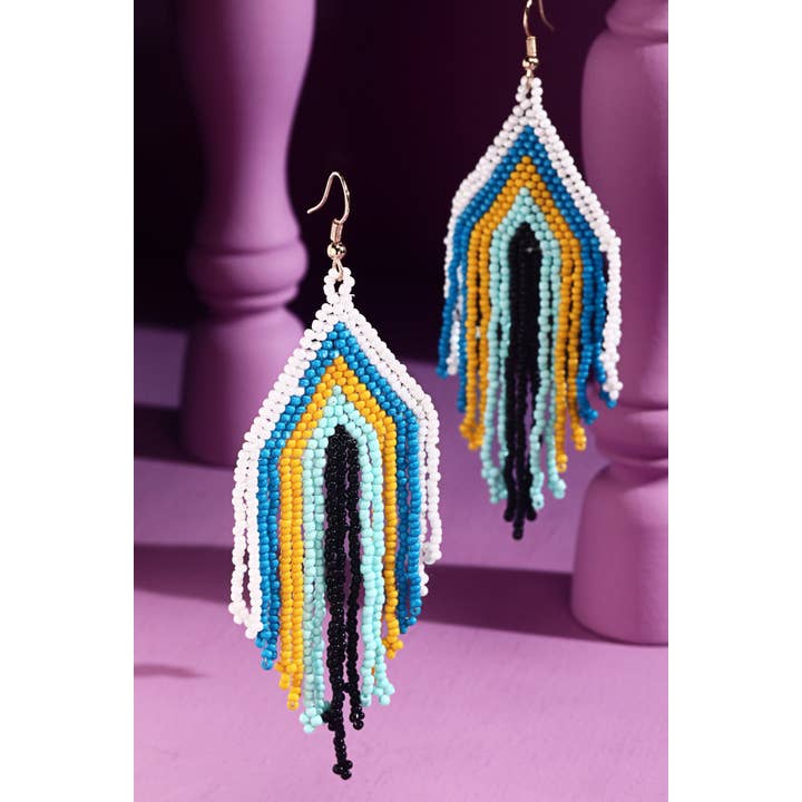 Urbanista - Wholesale Dangle Earrings - Seed bead Triangle Fringe Stripe Drop Earring 3