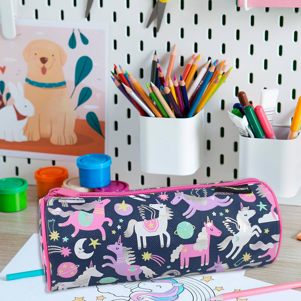 Powell Creative Products Ltd - Wholesale Pencil Case/Pouch - Pencil Case for Girls and Kids Unicorn Navy Pencil Barrel1