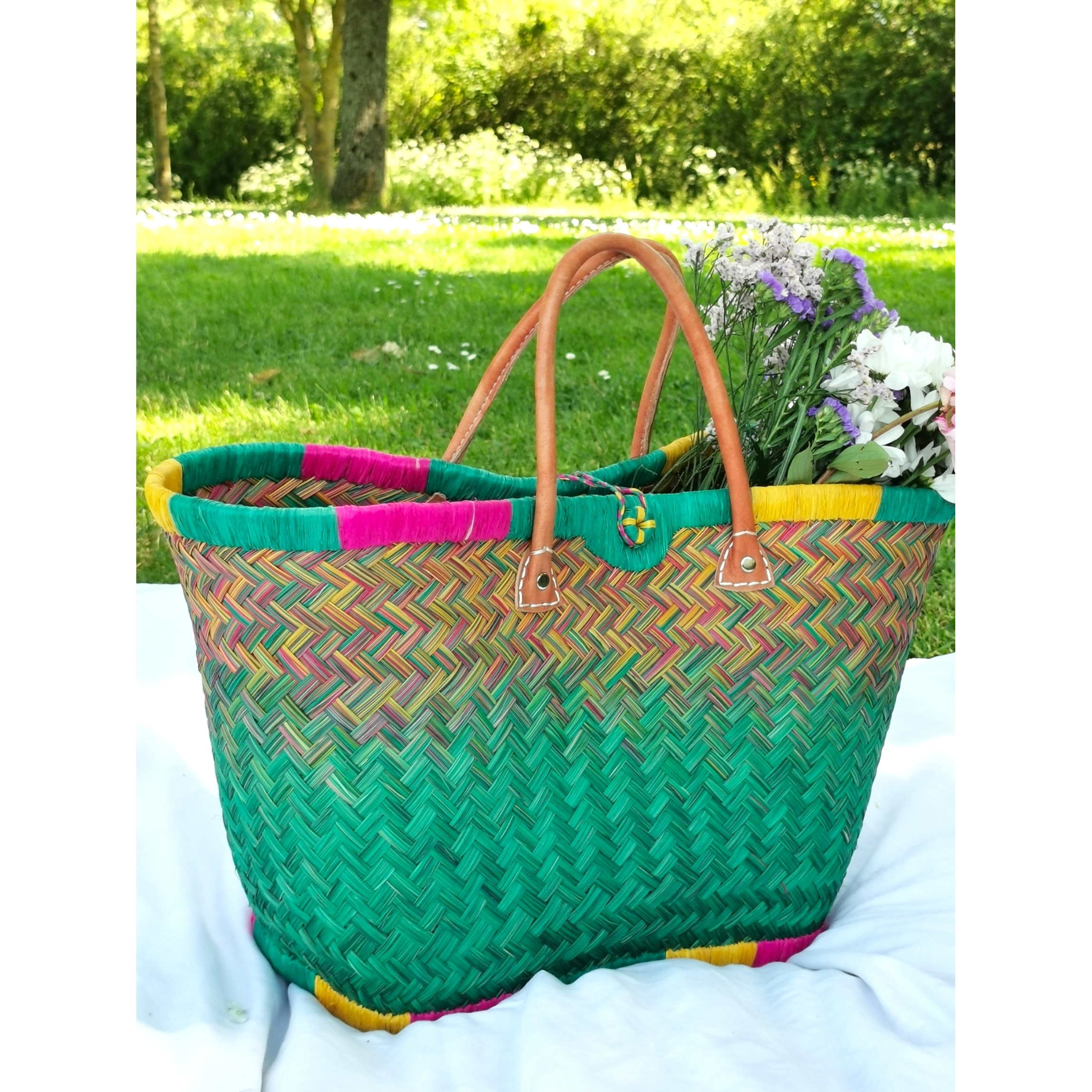 Nature et Fibre - Wholesale Grocery/Shopping Bag - Large basket, woven straw tote, large shopping bag7
