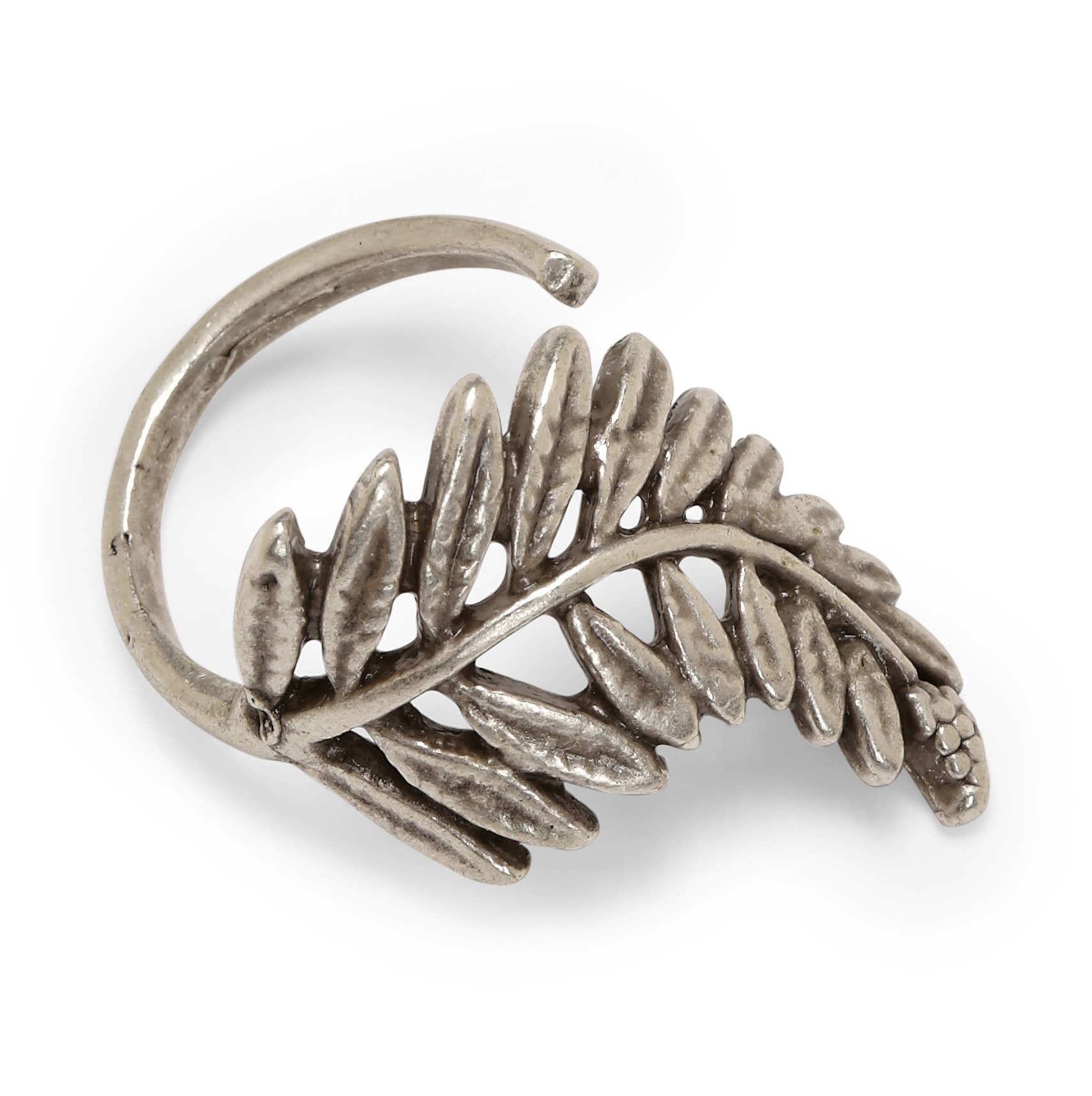 Chanour - Wholesale Cocktail/Statement Ring - Handmade Leaf Brass Ring In Silver Plated - ZRC-0145