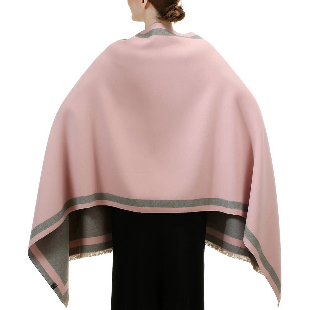 Fashion City - Wholesale Wrap - Women's - Reversible Oversized Border Cashmere Feel Shawl3