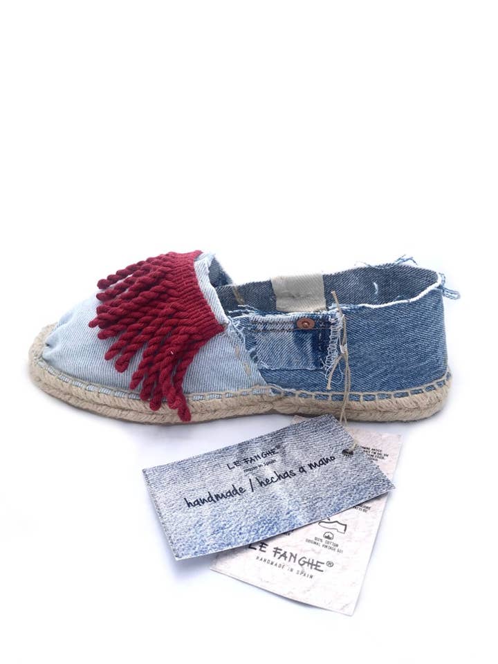Vernietete FLECOS handgefertigte Vintage Levi's Espadrilles für den Großhandel von Le Fanghe