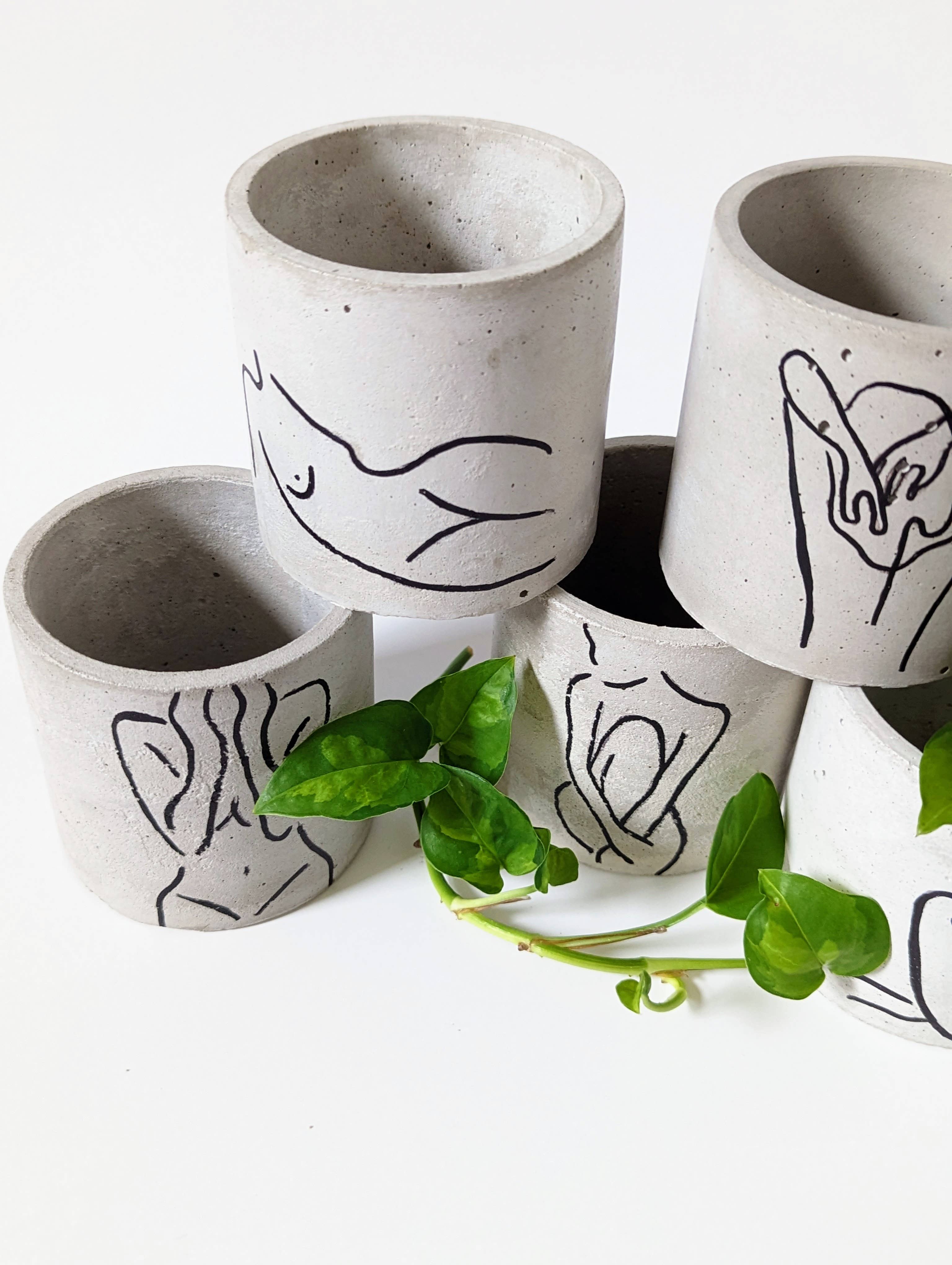 ForgottenProperty - Wholesale Plant Pot - Seconds Hand-drawn Concrete Planters4