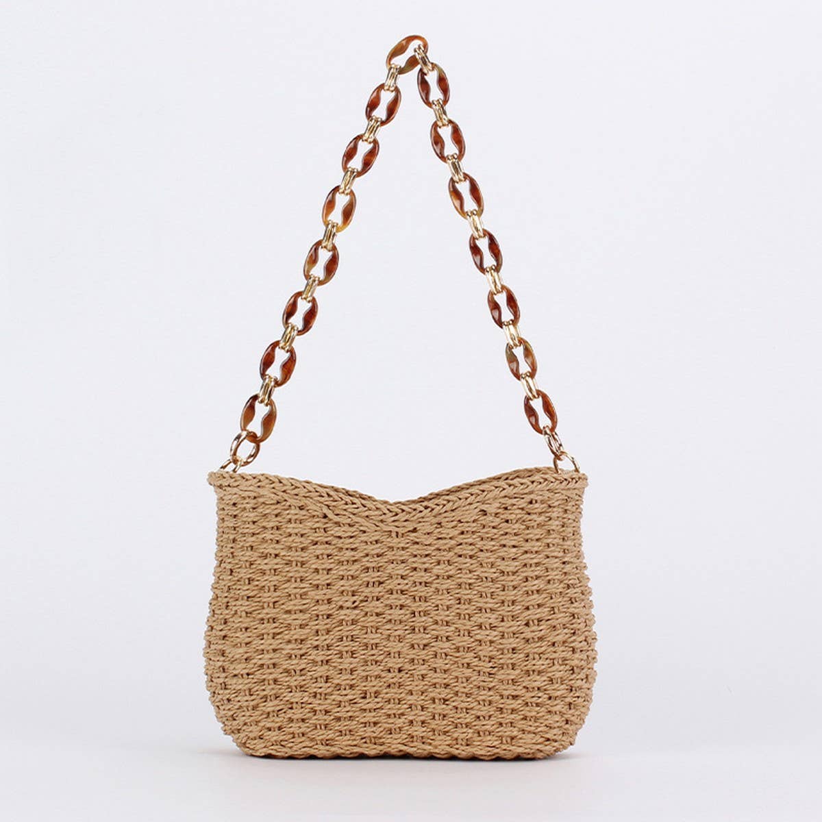 ACCITY - Wholesale Beach Bag - FASHIONABLE AND SIMPLE SOLID COLOR STRAW BAG_CWAB47021
