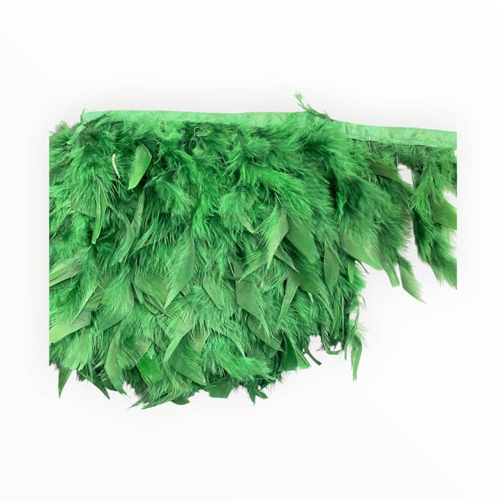 🪶 Dry Feather Trim – Deluxe - Dark Green for wholesale by City Fabrics