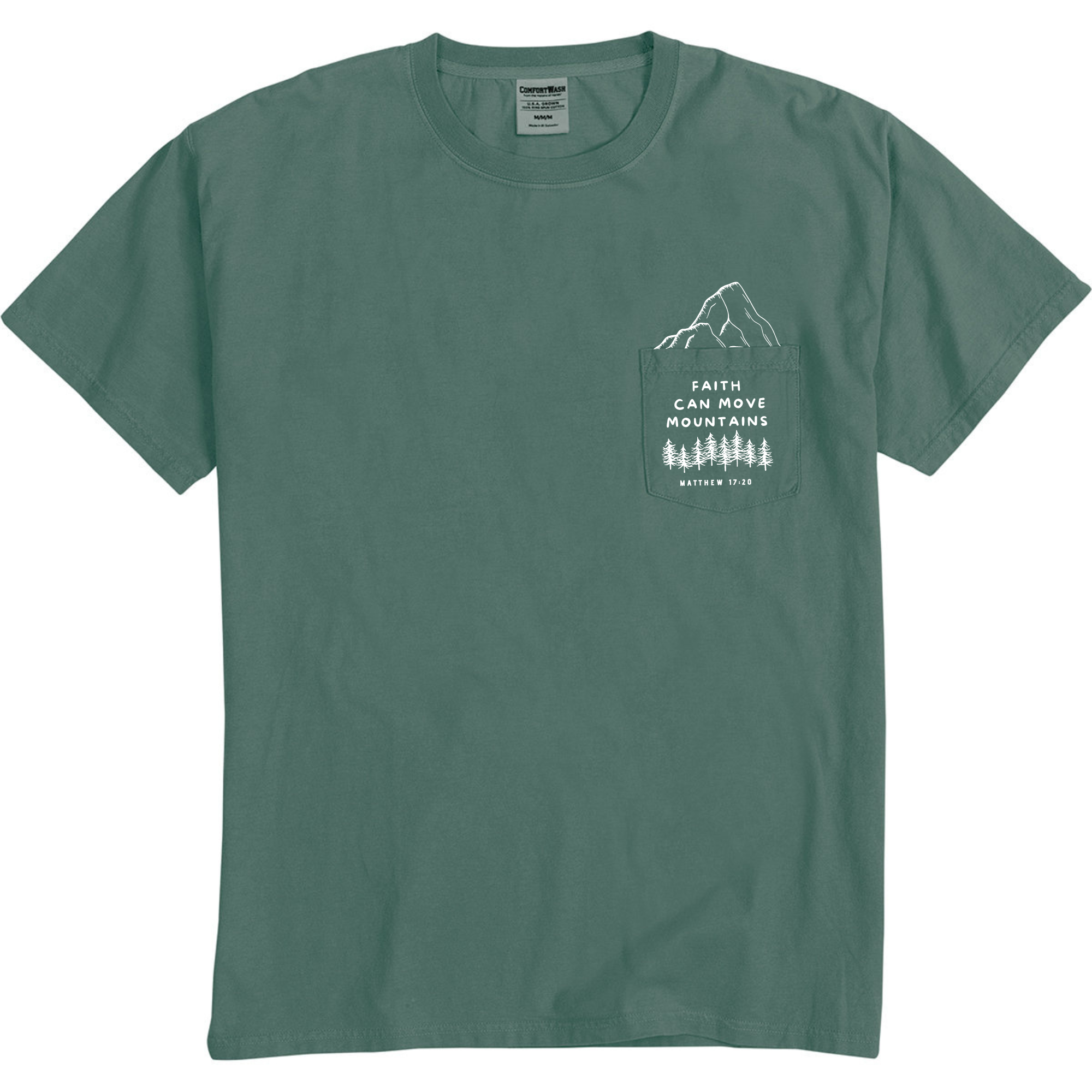 Faith & Life Christian Brands - Wholesale T-Shirt (Graphic) - Women's - Faith Can Move Mountains Vintage Wash Pocket T-Shirt4