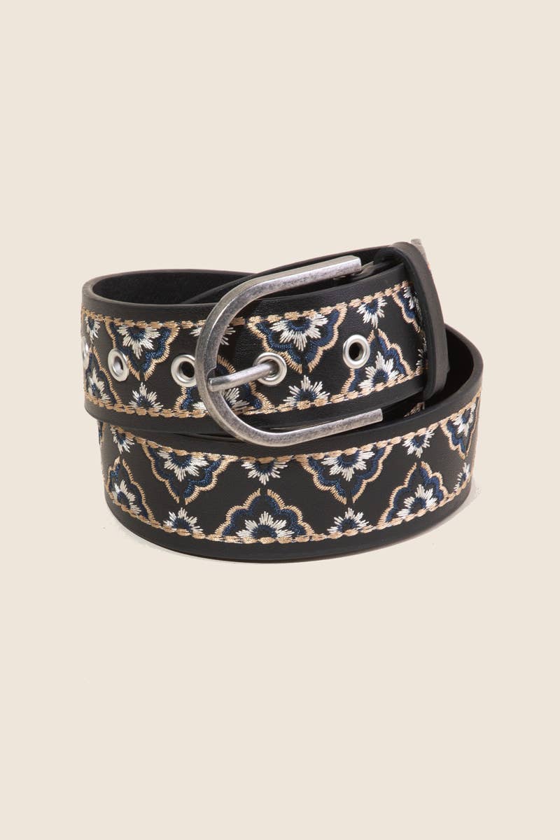 Anarchy Street - Wholesale Belt - Women's - Embroidered Flower Decor Belt1