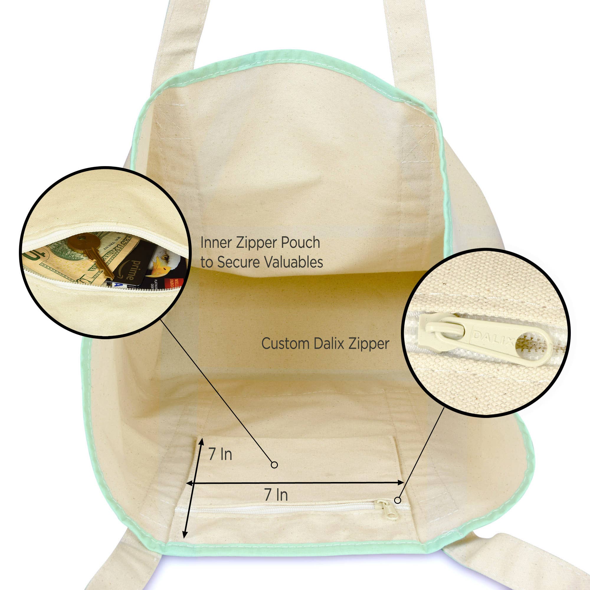 Dalix - Wholesale Tote Bag - Women's - DALIX 22" Open Top Heavy Duty Deluxe Tote Bag Outer Pocket18