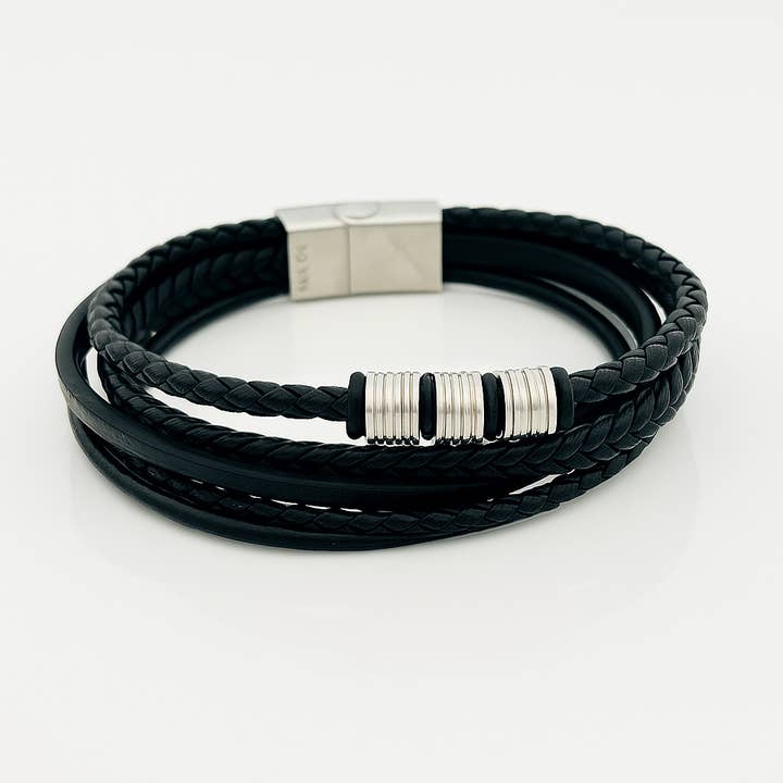 Sedy Jewelry - Wholesale Jewelry - Men's - Men’s Leather Bracelet with Gold or Silver Stainless Steel4