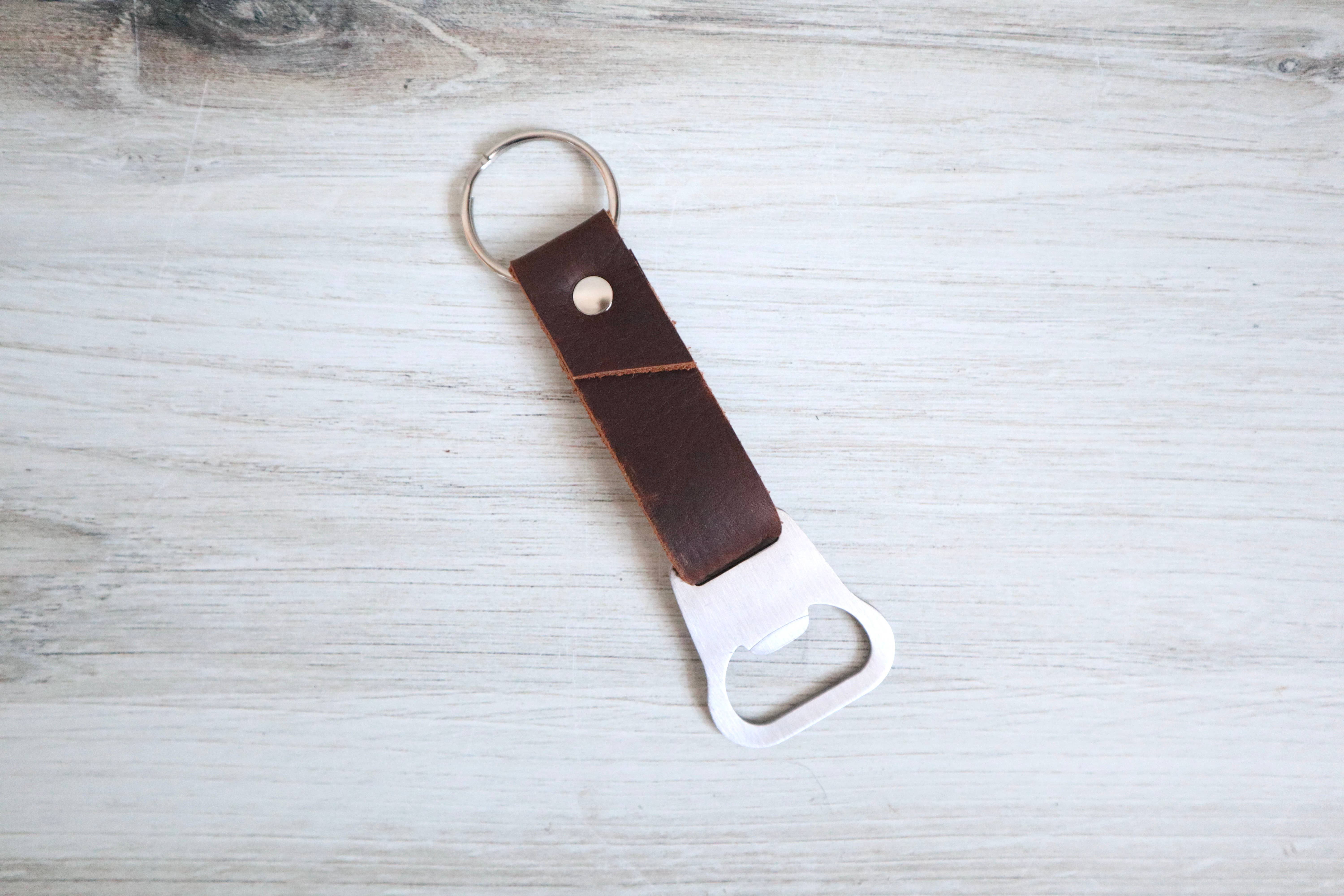 Blu Mountain Co - Wholesale Keychain - Unisex - Custom Leather Bottle Opener Custom Text Keychain0