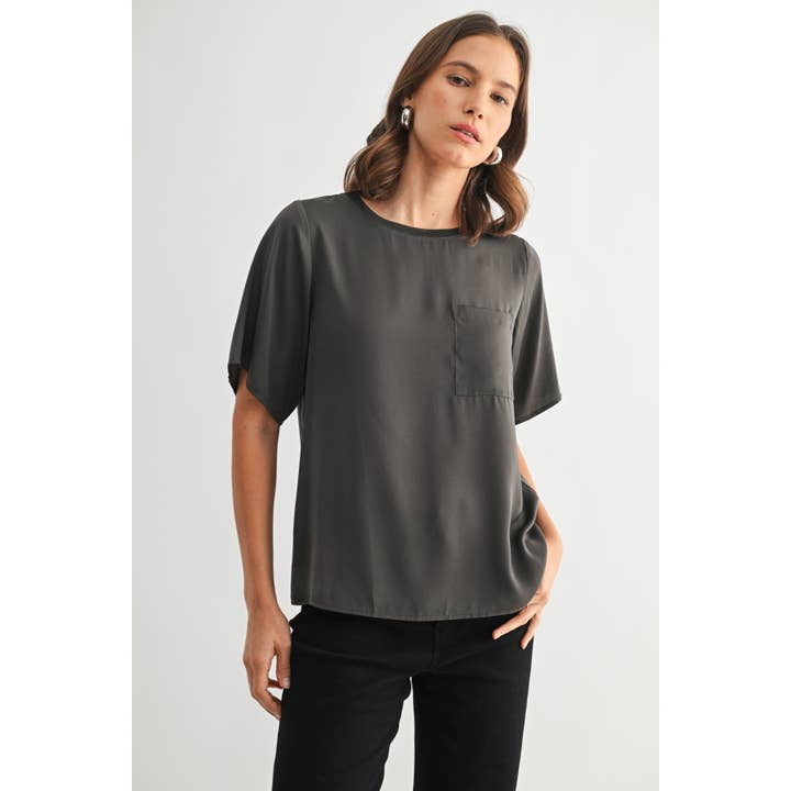 SATIN-WEBSHIRT MIT KURZEN ÄRMELN für den Großhandel von FUN2FUN