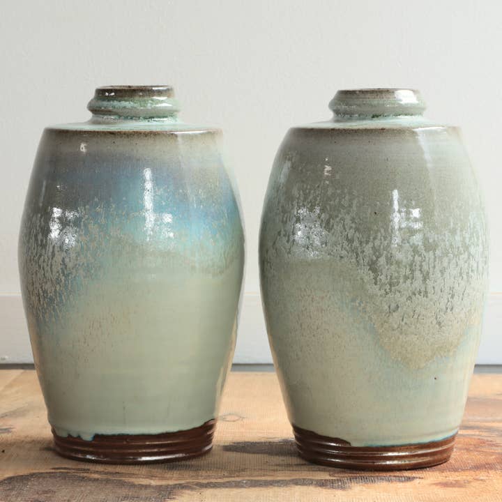 Matt Fishman Pottery - Wholesale Vase - Large 10" Bottle Soda Fired Ash Glaze0