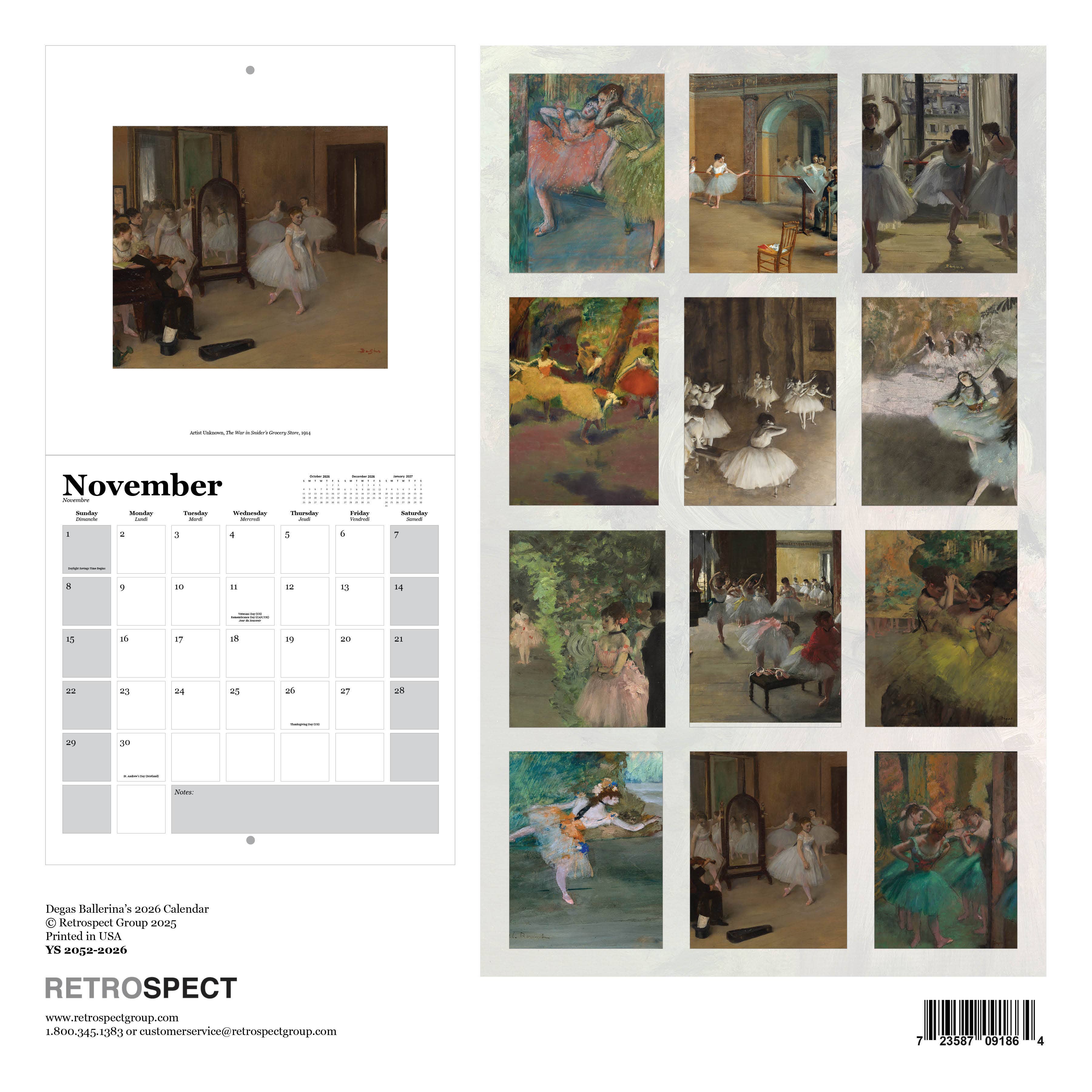 The Retrospect Group Collection - Wholesale Calendar - Degas Ballerina's Wall Calendar 20261