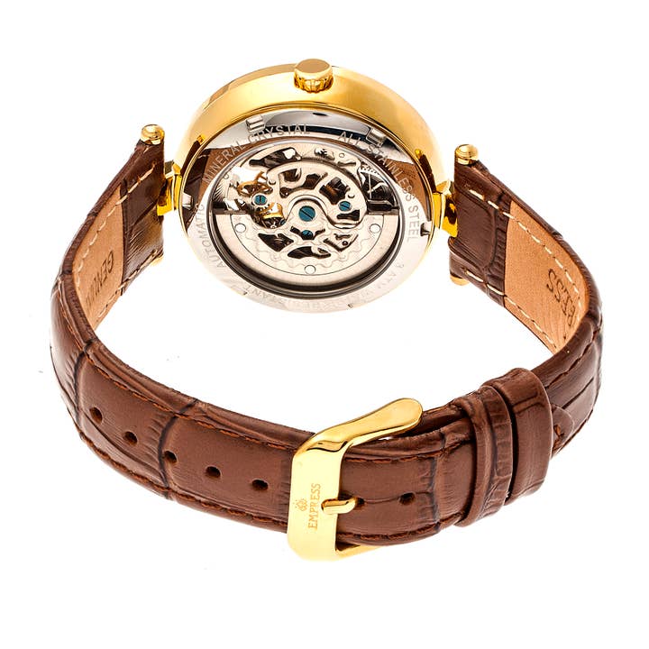 Empress - Vente Montre – femme - Montre automatique Empress Stella avec bracelet en cuir nacre