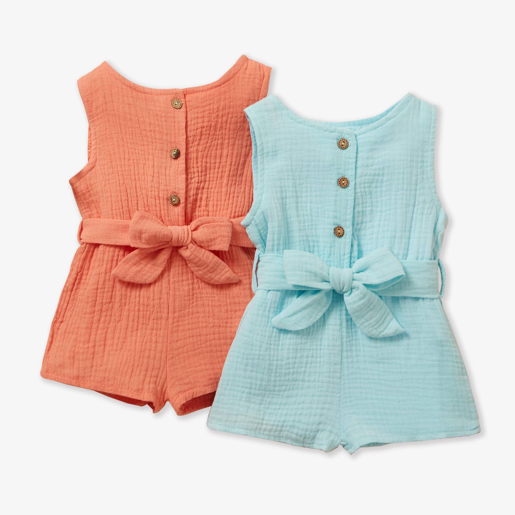 Baby Girl 95% Cotton Crepe Sleeveless Lace Bowknot Button Dress