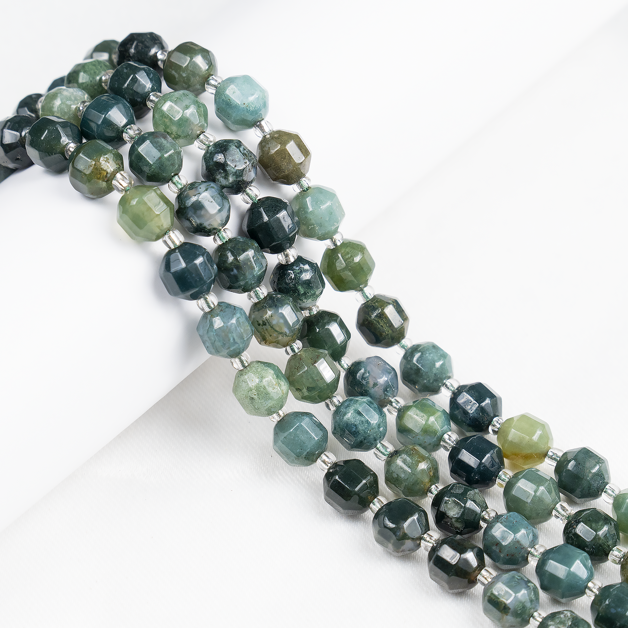 Soothing Crystals Beads - Wholesale Beads - Faceted Prism Cut Beads | Moss Agate | Crystal Beads1