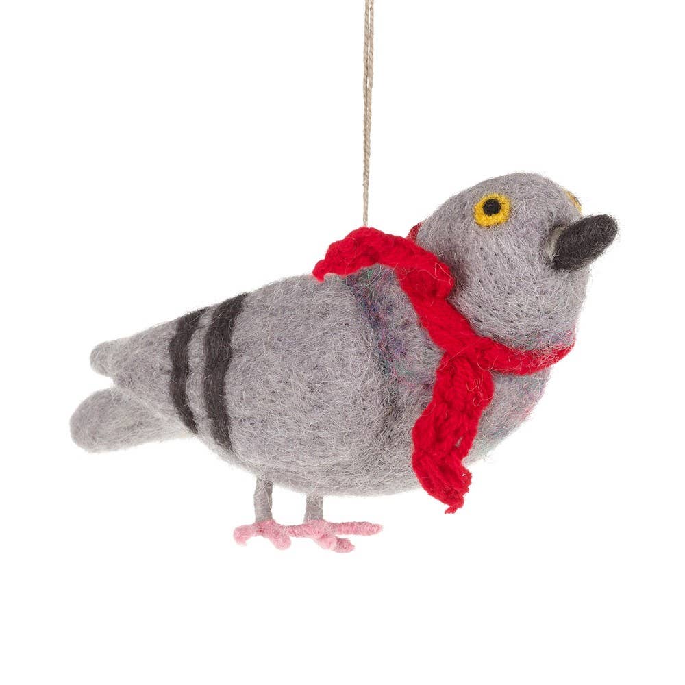 Felt So Good – Ornamento por atacado – Pombo Feito à Mão com Cachecol Decoração de Pássaro Suspenso1
