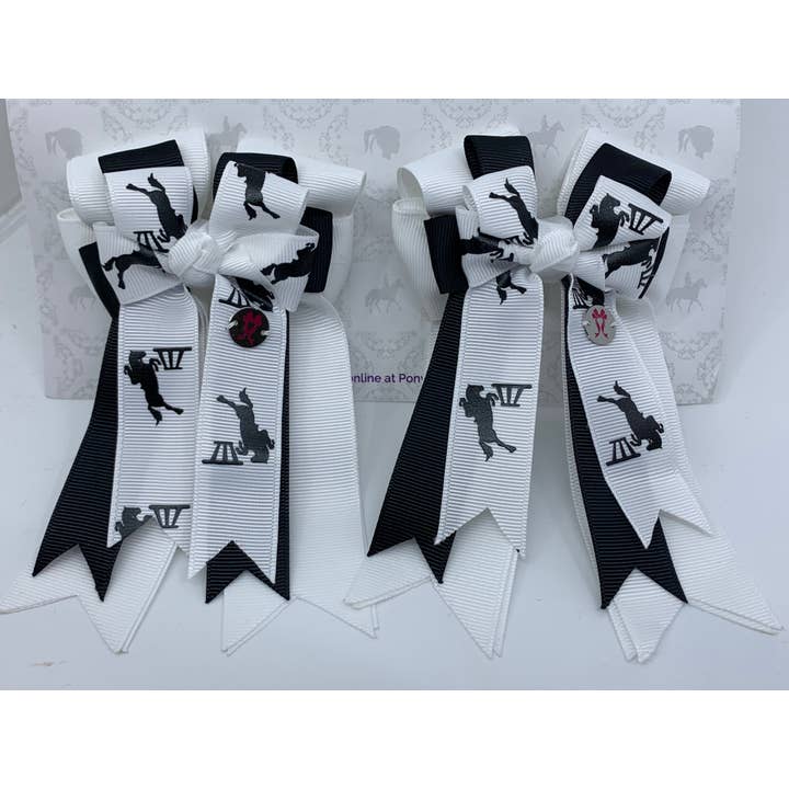 PonyTail Bows - Wholesale Hair Bow - Kids - PonyTail Bows- Show Jumping White