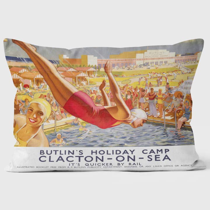 Camp de vacances de Butlin's Clacton-on-Sea Lner 1940 pour la vente par ART CUSHIONS