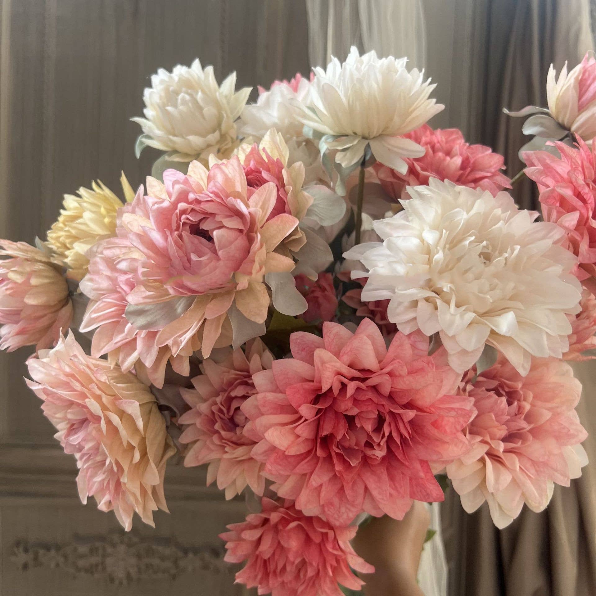 Sweet Home Deco – wholesale Artificial flowers – 28''T Faux Silk Dahlia Flower Spray, Spring/Summer Dahlias 6