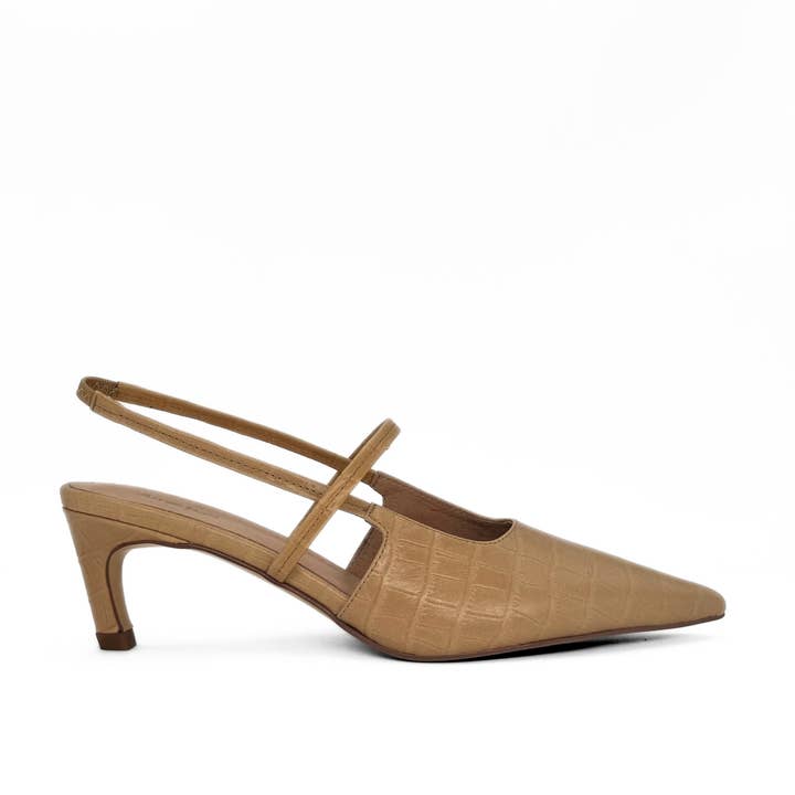Connie Slingback Beige Krokodille Læder Hæle for engroshandel hos Amie Rafa