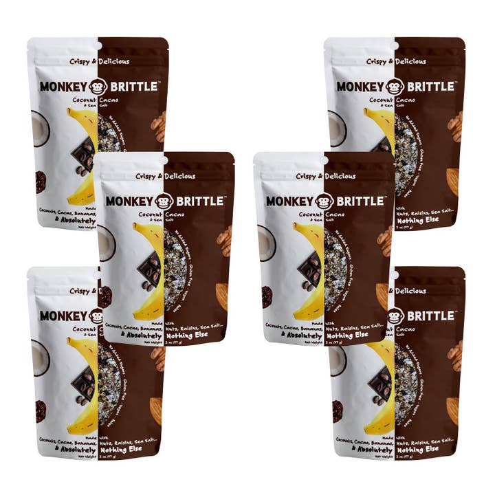 Huggins Family Farms - Wholesale Brittle - Monkey Brittle - Coconut Cacao - Case of (6) 2oz Bags2
