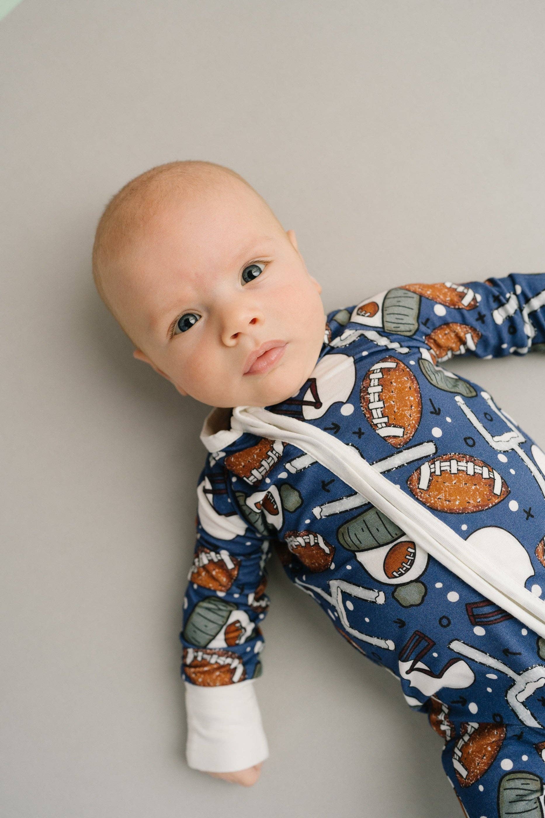 Little One Shop - Wholesale Sleepsuit - Baby - Winter Football Bamboo Sleeper2