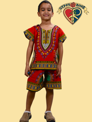 Gypsy Rose – Conjunto de top e calções – criança por atacado – CONJUNTO DE CRIANÇAS DO SOL DASHIKI0