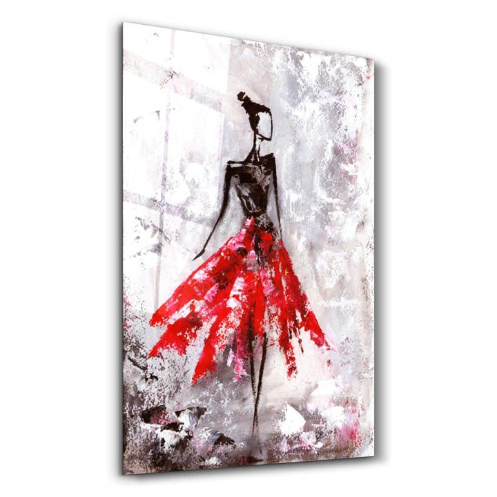 Ballerina (Red) | Glass Wall Art for wholesale by Artdesigna KG