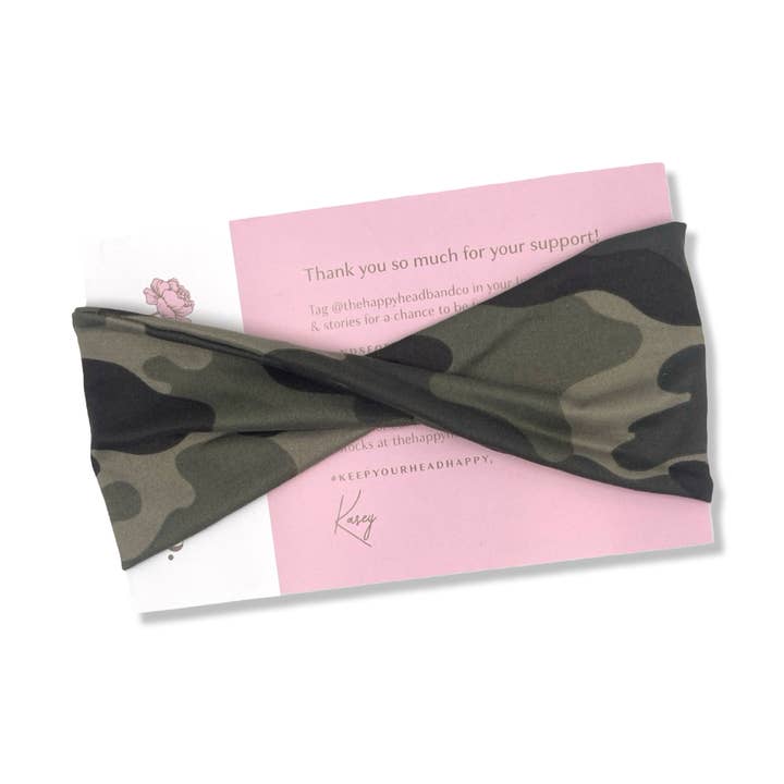 Bandeau Large Torsadé Camouflage pour la vente par The Happy Headband Co