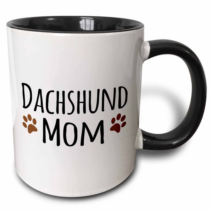 Tweekleurige zwarte mok van 11 oz Teckel Dog Mom - Hondje per ras voor wholesale door 3dRose
