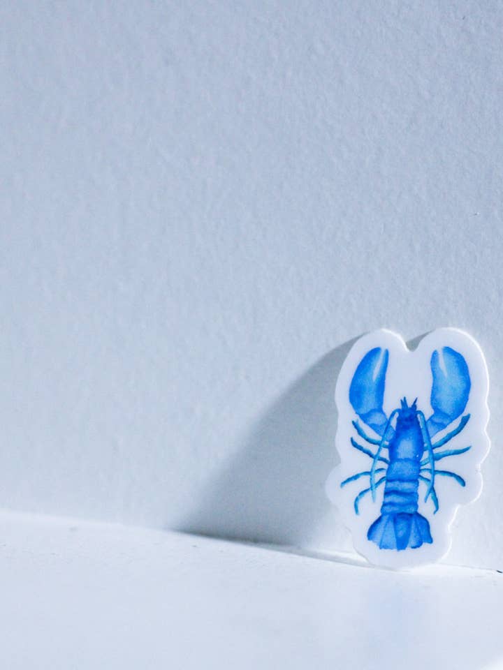 Mini Blue Lobster | Nautical Watercolor Sticker for wholesale by Scribbles and Doodlez