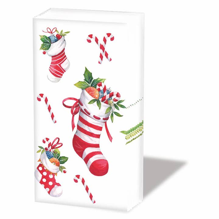 Paperproducts Design • Ambiente - Wholesale Tissue Paper - POCKET TISSUE- XMAS STOCKING, WHITE BY AMBIENTE