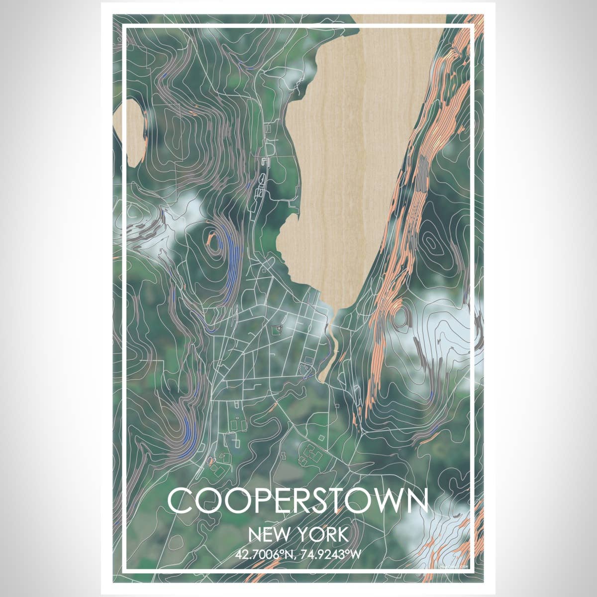 JACE.design - Wholesale Art Print - Cooperstown NY Map Print Afternoon2